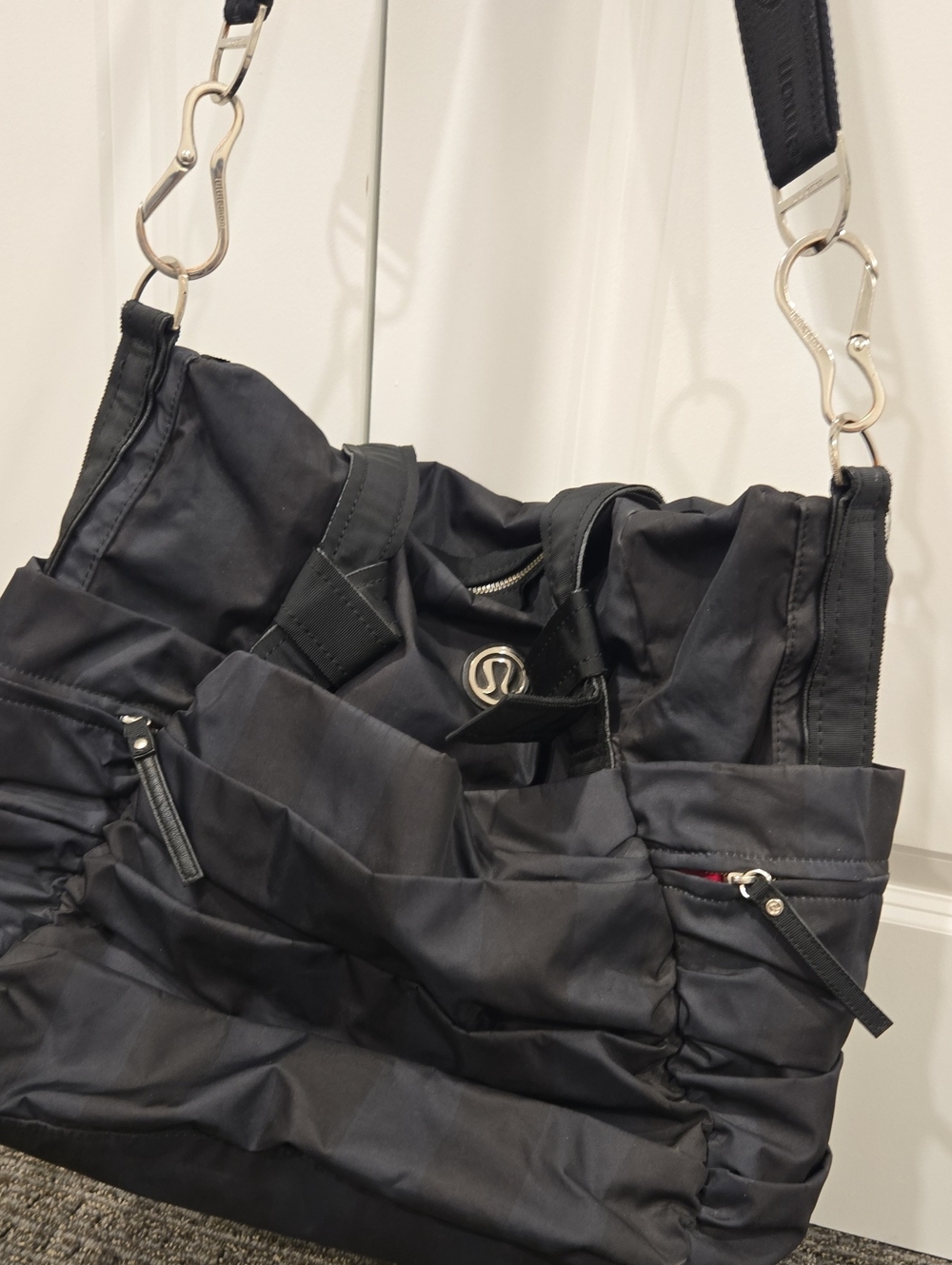 lululemon athletica Black Quilted Nylon Tote Bag